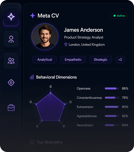 MetaCV talent profile interface